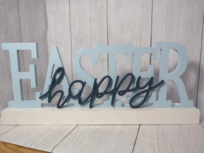 Happy Easter Wooden Tabletop/Mantletop Sign Easter Decor W/ Slight Scuffs 