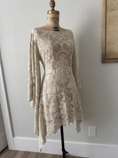 Vintage Lace Wedding Dress Boho Elopement Gown Bridal Shower Medium