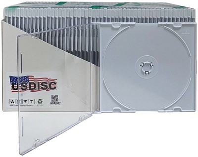 USDISC CD Jewel Cases Slimline 5.2mm, Single 1 Disc (White) Lot