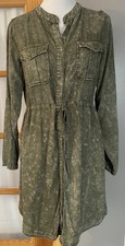 Velvet Heart Utility Mini Dress M Acid Washed Army Green Button Up Casual Pocket
