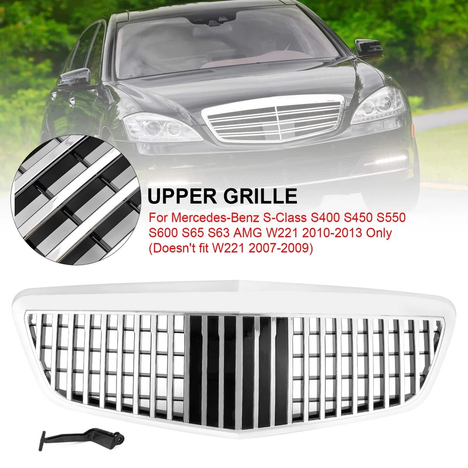 MayBach style Front Grille Fit Mercedes Benz S-Class W221 S550 S600 S63 S65 Chro Foto 2 de 4