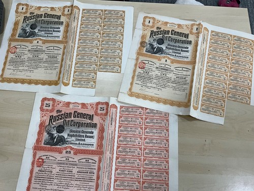1913 London , United Kingdom: The Russian General Oil Corporation bonds 3x a605