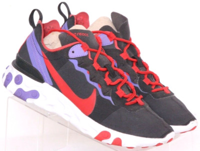 Nike React Element 55 Black Red Purple Running CQ9903-001 Shoes Women's 7.5