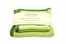Solwang Cadre Vert 2er Set Chiffon Et Serviette de Toilette Coton Bio