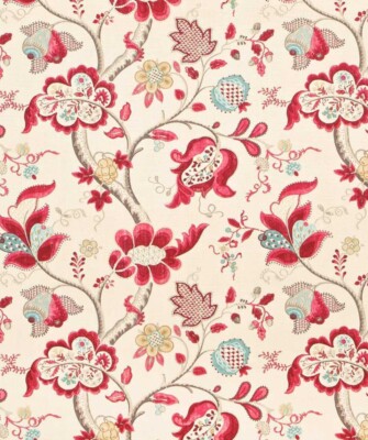 Sanderson Gardinenstoff 'ROSLYN' BEERE/SCHIEFER 3,5 Meter (350cm) 100% LEINEN