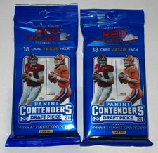 (2) 2021 Panini Contenders Draft Picks Football Cello Value Pack Red Cracked Ice