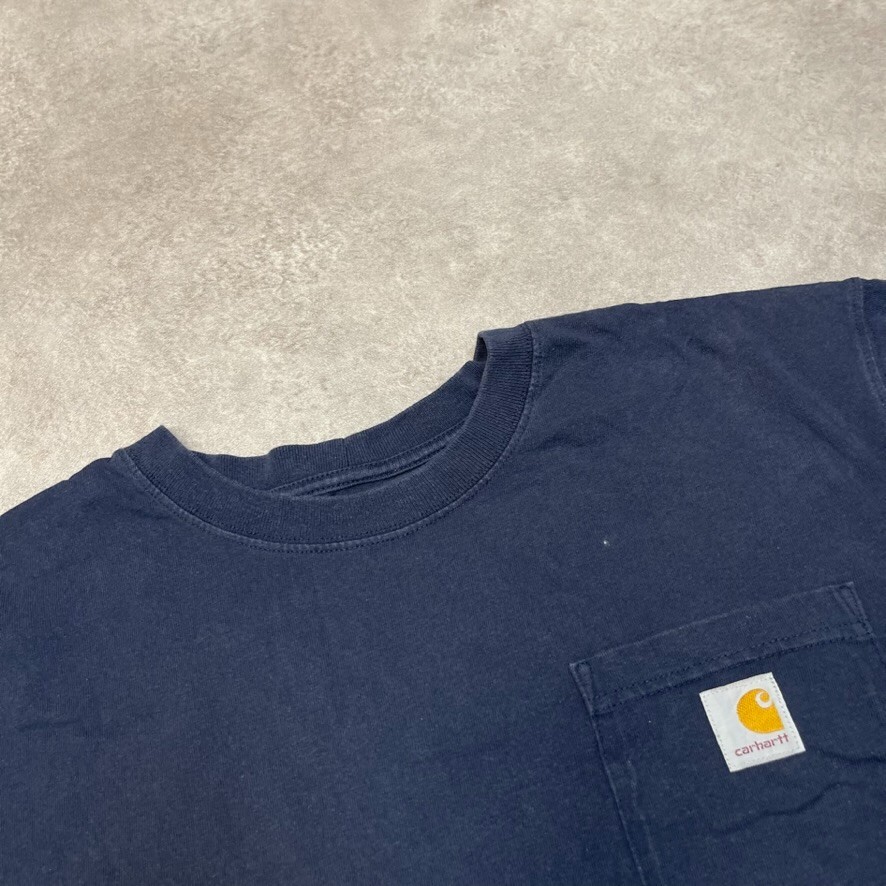 Carhartt T-Shirt Mens Y2K USA Short Sleeve Pocket Workwear Tee, Navy, Large image 6