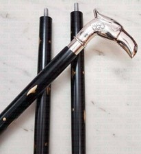 Silver Brass Eagle Face Handle Handmade Wood Walking Stick Cane For Men  Women