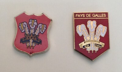 2 PINS RUGBY WALES WALES ICH DIEN REVERS PIN