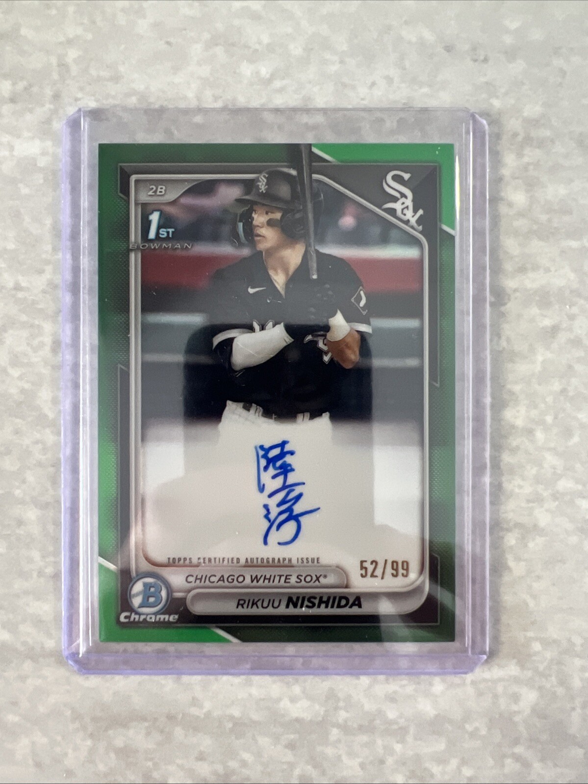 2024 Bowman Chrome Rikuu Nishida 1st Auto Green /99