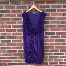 S.L. Fashions Purple Plunging Neck Sleeveless Dress