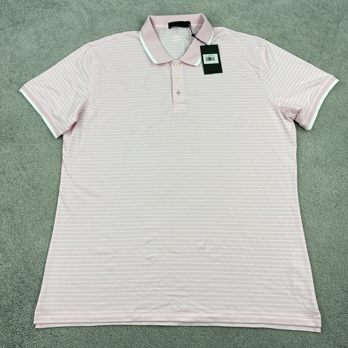 G/Fore Perforated Golf Polo Striped Blush Pink Men's XL G4MS21K04