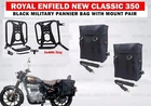 Royal Enfield "Black Military Pannier Bags & Mounting Pair" New Classic 350