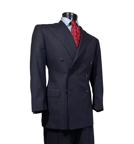 VTG Polo University Ralph Lauren Suit Mens 46 R Navy 2pc Double
