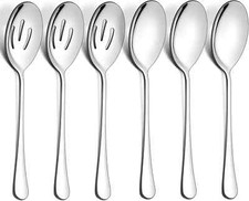 6 Pack Serving Spoons Set, Stainless Steel Large  Slotted Spoons for Buffet