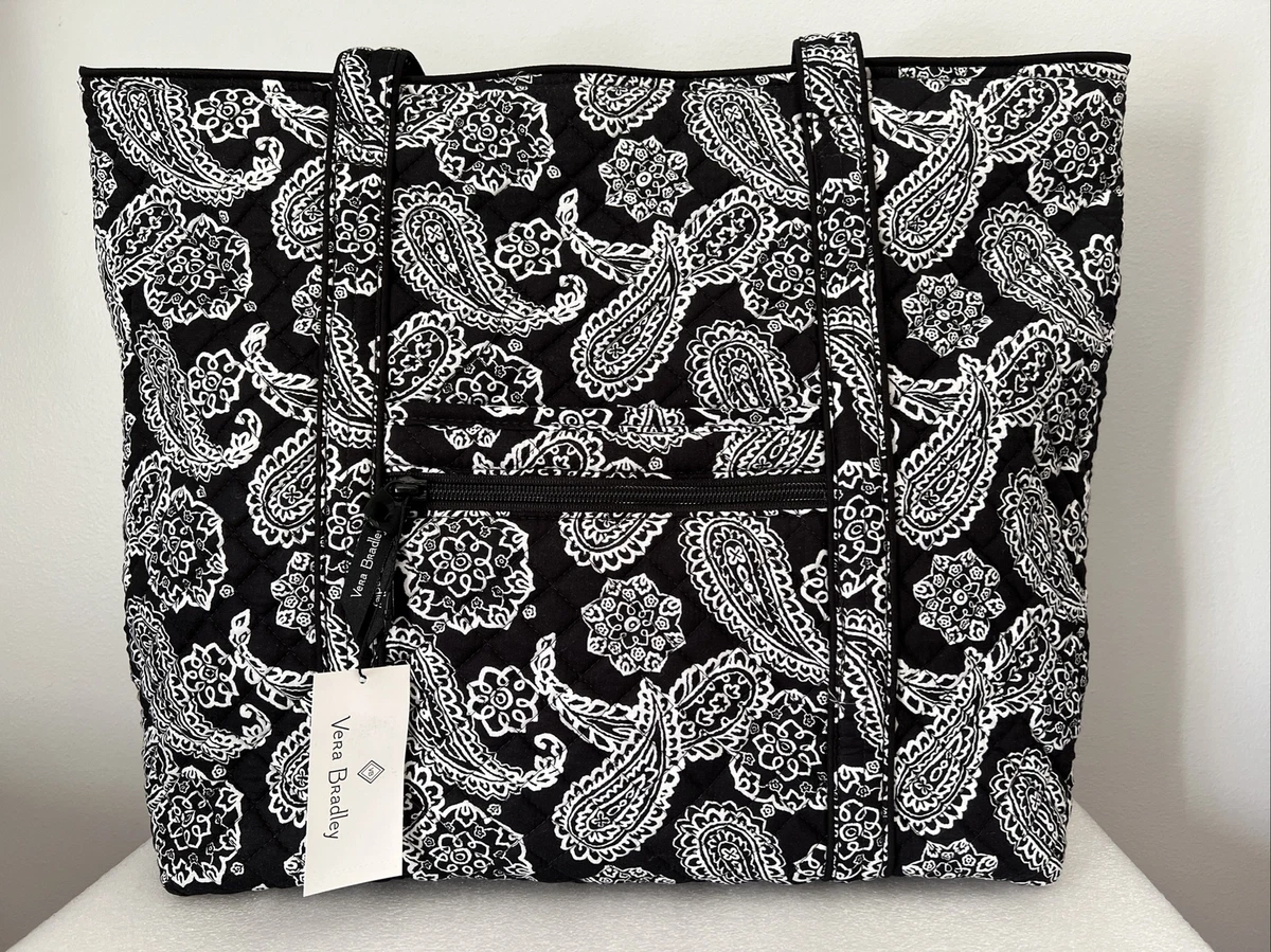 Vera Bradley Vera Tote Bag Large Black White Bandana