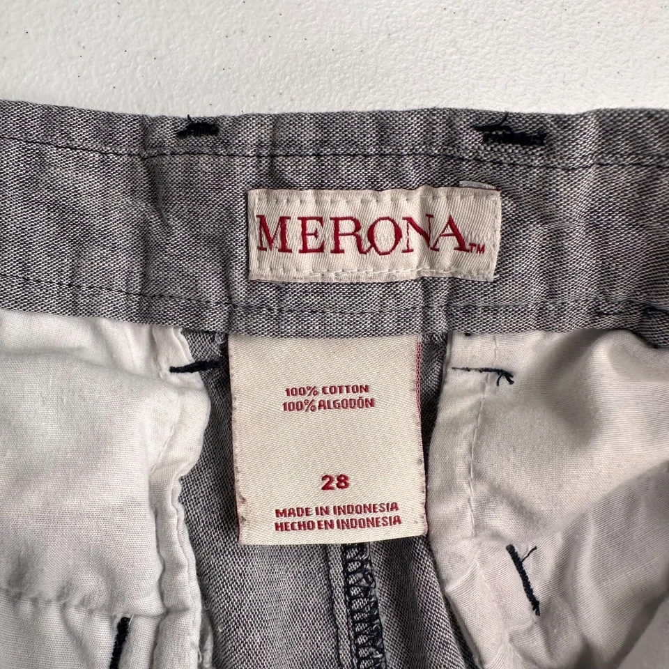 Pantalones Cortos Para Hombres Merona Gris Informales Algodón Talla 28 Botón Cremallera Cambray Verano Preppy Foto 2 de 4