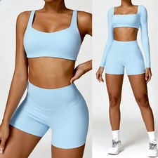 Yoga Set Women Gym Long Sleeve 2PCS Nudity Sportswear Workout Clothes Athletic