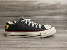 Custom Made Floral Embroidery Black/Ivory Converse All Star Low Tops Womens 6.5