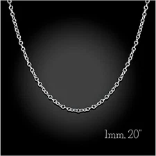 Italian 1mm Fine Link 20 Inch Chain Necklace Sterling Silver