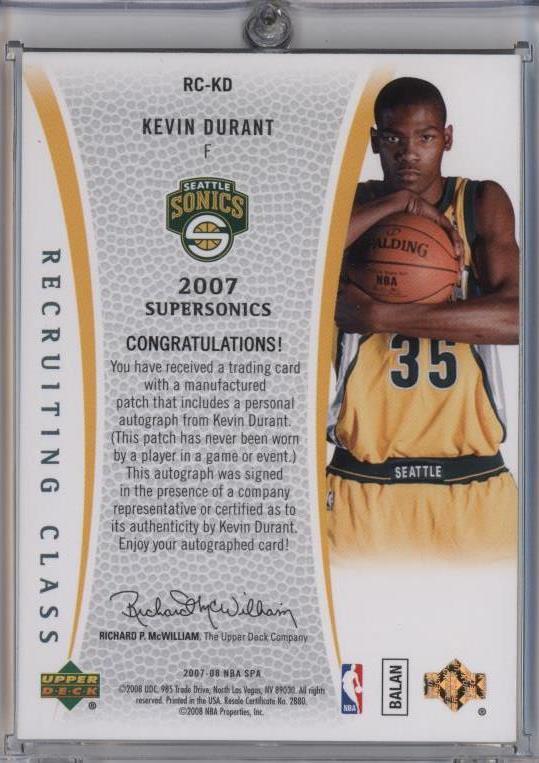 2007-08 SP Authentic - Kevin Durant #RC-KD for sale | eBay