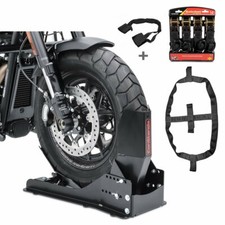 Set Blocca ruota moto ConStands Easy Vario Fix + Cinghia di fissaggio nero SW15