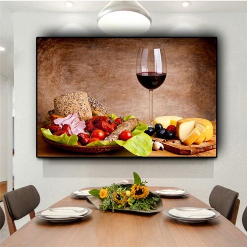 Vegetables Fruit Red Wine Glass Kitchen Food Canvas Prints Cuadros Scandinavian - Picture 1 of 3