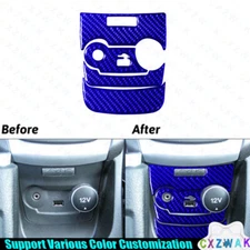 7x Blue Carbon Fiber Interior USB/AUX Input Cover Trim For Ford Fiesta 2011-2015