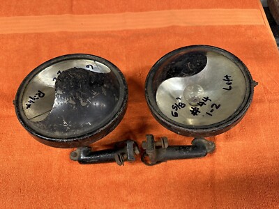 RARE PAIR Early 1900s 1920 s SAF-DE-LITE Driving SPOT Light Vintage Car OLD #44
