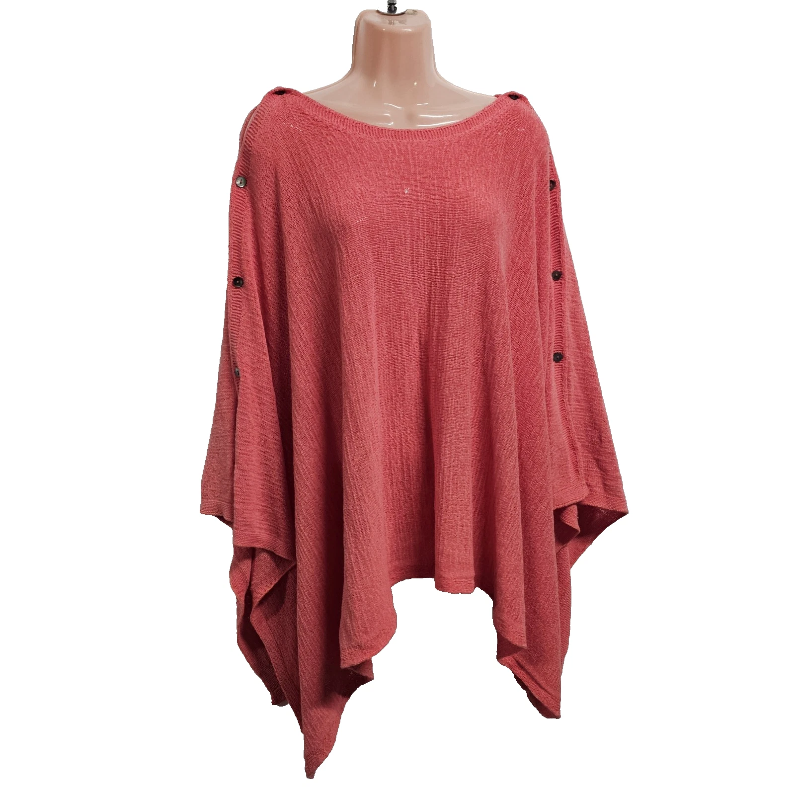 J. Jill Knit Poncho Pullover Sweater Women One Size Salmon