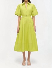 Simkhai Deanna Short Sleeve Belted Midi Dress Yellow Plum