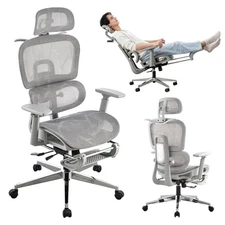 Mesh Ergonomic Office Chair with Footrest,High Back Mesh Gaming Chair with Lu...