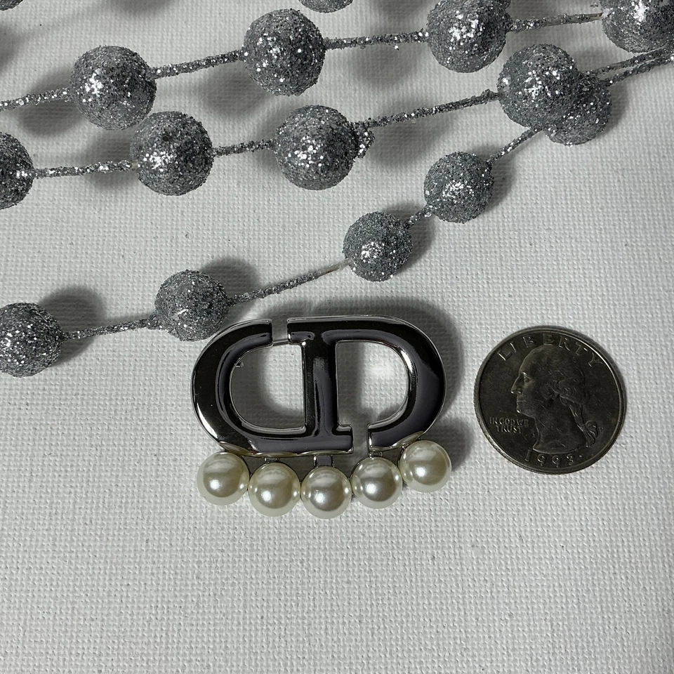 Dior Silver amd Pearl CD Brooch - Image 2 of 3