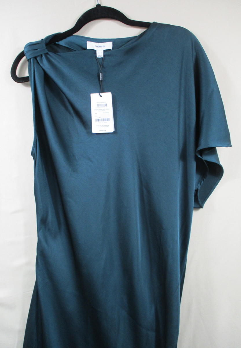 NWT Reiss Satin Asymmetric Kenzie Draped Midi Dress Teal Green Sz 10 | eBay NWT Reiss Satin Asymmetric Kenzie Draped Midi Dress Teal Green Sz 10 | eBay