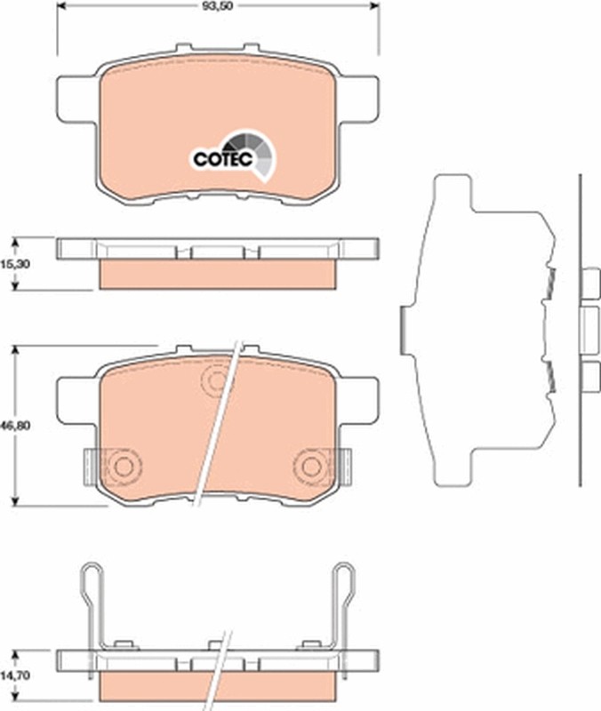 Rear TRW-OE GDB3482 Brake Pad Set, disc brake for HONDA