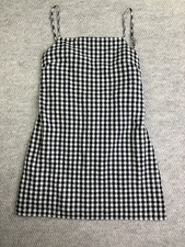 American Eagle Black White Gingham Tie Back Mini Dress Women’s L NWT Linen