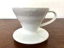 Hario V60 01 White Porcelain Ceramic Cone Coffee Dripper with Handle Japan