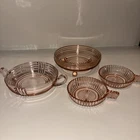 Four Piece lot of Depression Glass Pink Mixed Ribbed Patterns
