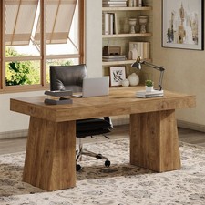 140cm Modern Executive Desk with Double Trapezoid Base, Heavy-Duty Computer Desk — image 7