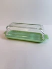 Vintage Fire King Jadeite Jadite Butter Dish with Clear Glass Cover. NO CHIPS