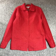 Coldwater Creek Jacket Womens Large Quilted Silk Button Front Textured Pockets