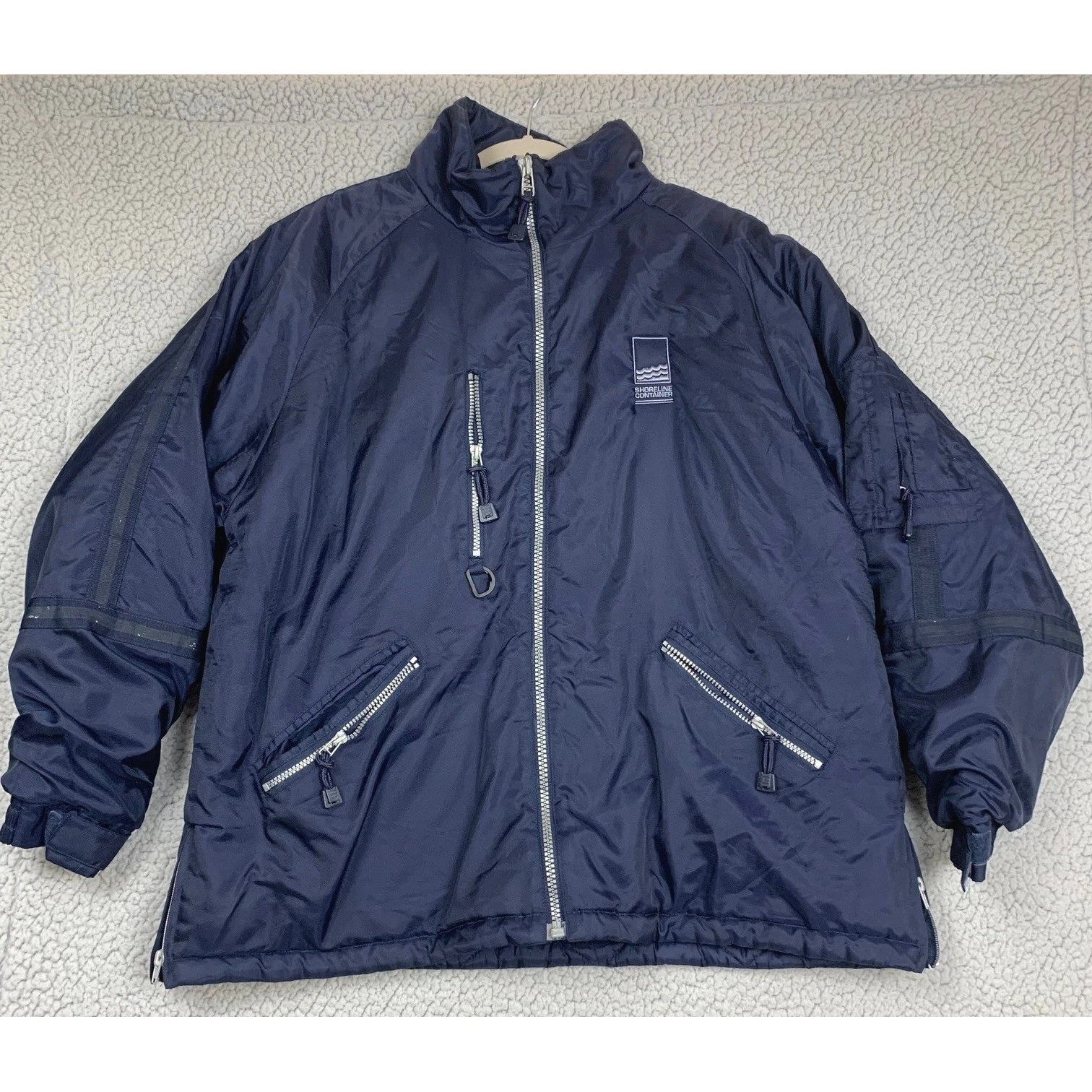 Tri-Mountain Jacket Mens XL Navy Blue Insulated Full Zip Nylon Utility