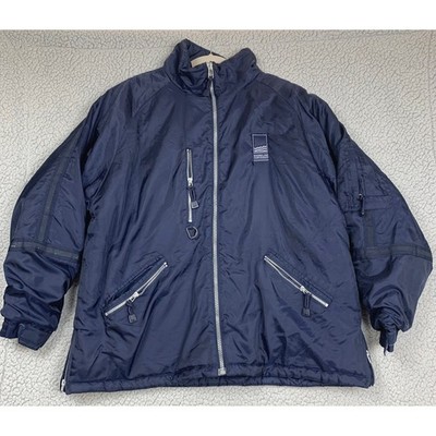 Tri-Mountain Jacket Mens XL Navy Blue Insulated Full Zip Nylon Utility