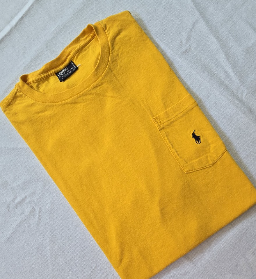 Polo Ralph Lauren gialla manica corta pony classica tasca t shirt uomo X Large