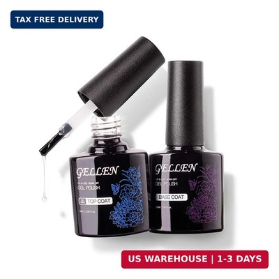 Gel Top Coat and Base Coat, 2Pcs No Wipe Soak Off Nail Lamp Clear Base Top Coat