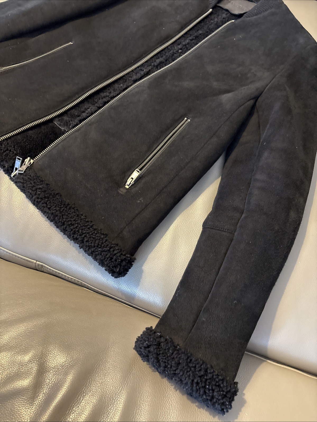 Zadig Voltaire Leather Men’s Medium Shearling Jacket WINTER CLASSIC image 4