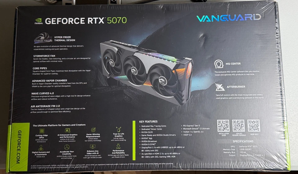NEW MSI GeForce RTX 5070 12G VANGUARD SOC Graphics Card 12GB GDDR7 PCI Express - Image 2 of 4