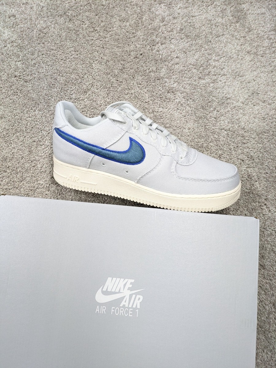 Nike Air Force Shoes Mens Knit Canvas Gray Blue Low