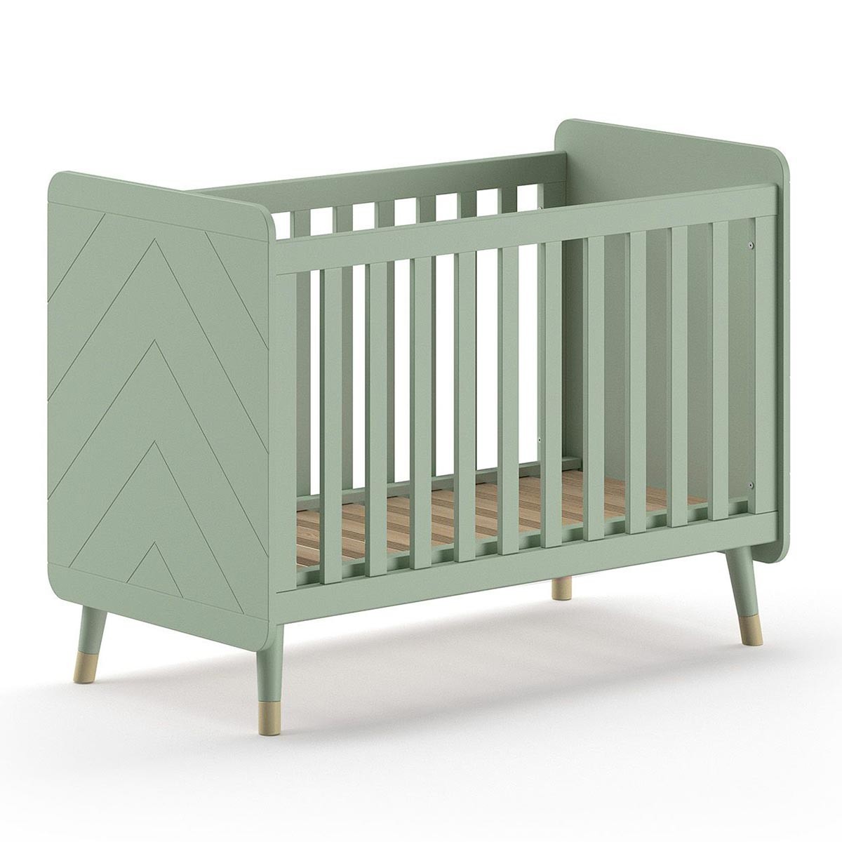 Lit bébé 60x120cm Billy vert à barreaux avec sommier réglable