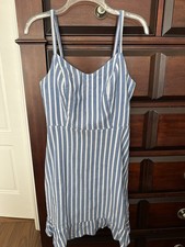 Old Navy-Womens Small-Sleeveless-Striped Blue White Denim-Sundress